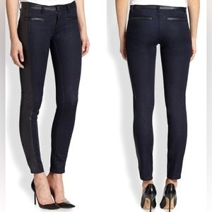 Women’s Tory Burch black Leather Trim and blue denim color